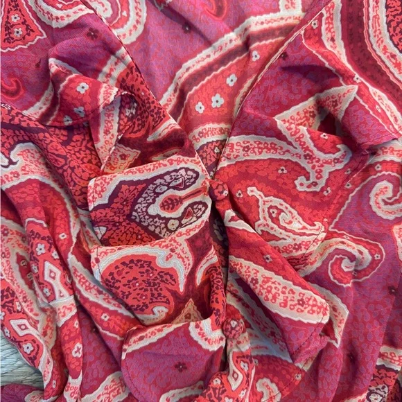 Vintage 2000s Victoria's Secret Mesh Pink Paisley Ruffle Blouse - Picture 5 of 5